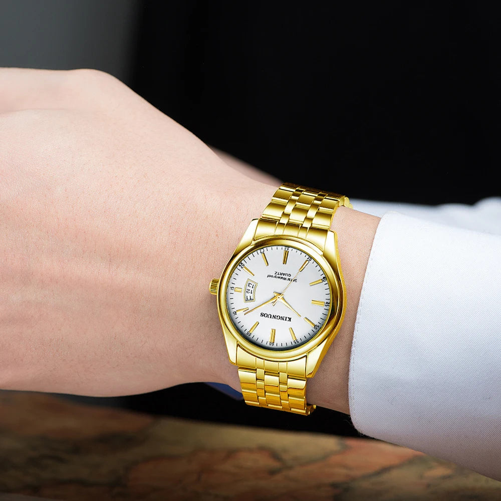 Gold Watch for Men Casual Mens Business Watches Fashion Quartz Wristwatch Man Waterproof Reloj Hombre Dropshipping часы мужские