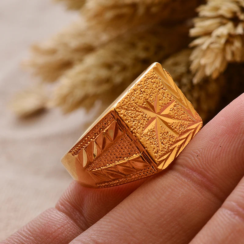 Dubai Gold Color Ring for Man Women  Arab Ring Copper Jewelry Middle Eastern Israel/Iraq/Oman Ring Gift