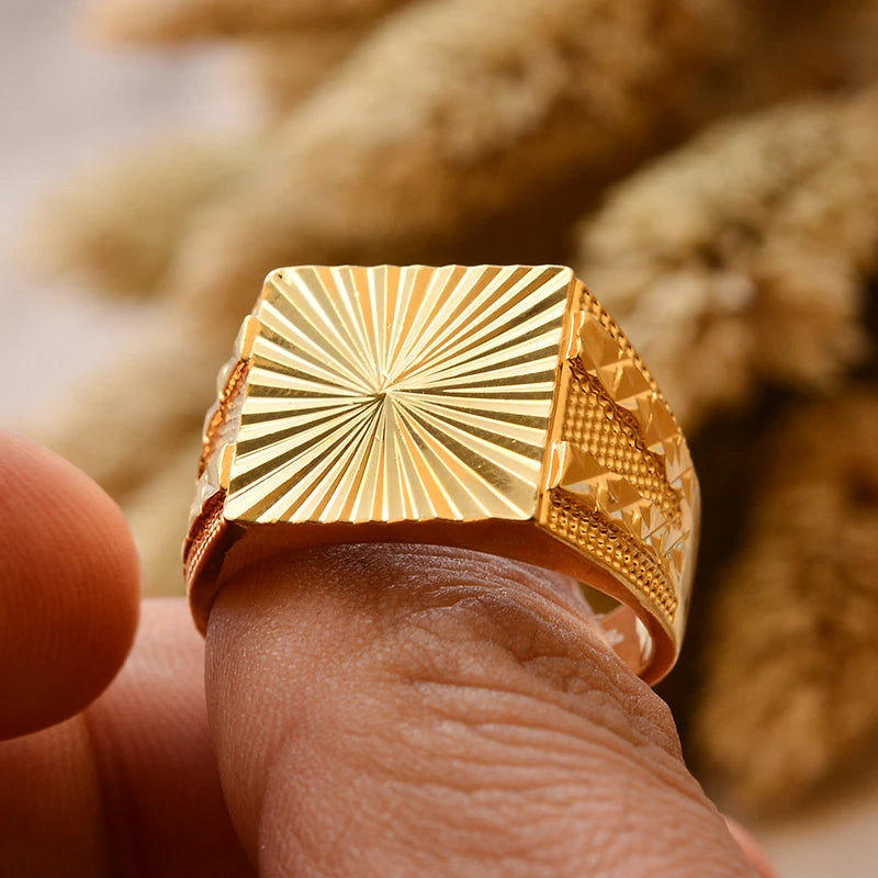 Dubai Gold Color Ring for Man Women  Arab Ring Copper Jewelry Middle Eastern Israel/Iraq/Oman Ring Gift