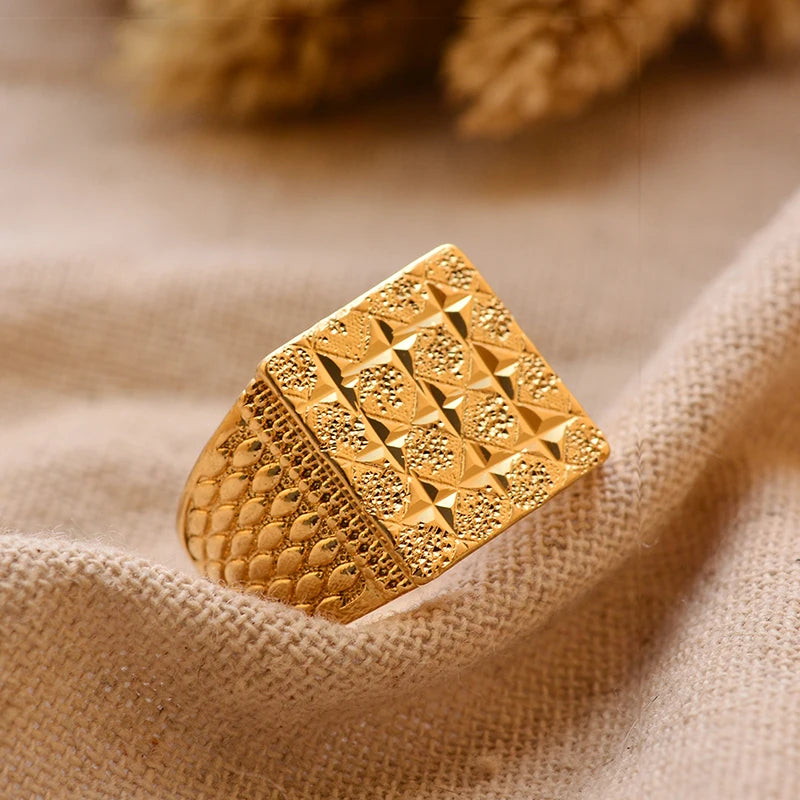 Dubai Gold Color Ring for Man Women  Arab Ring Copper Jewelry Middle Eastern Israel/Iraq/Oman Ring Gift