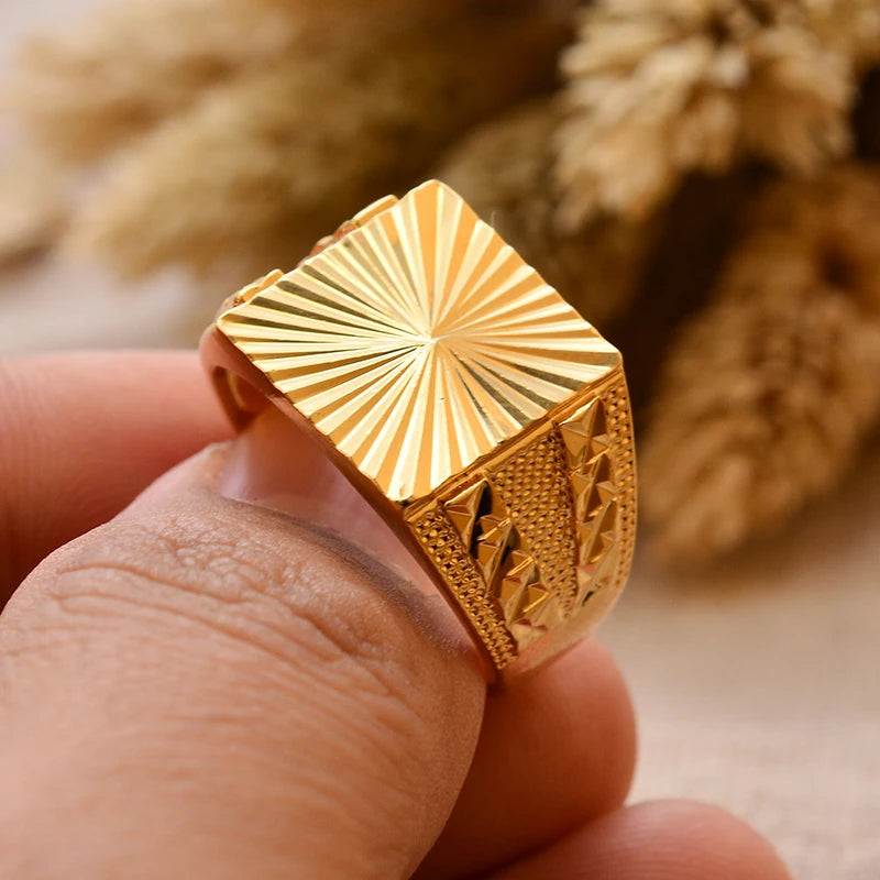 Dubai Gold Color Ring for Man Women  Arab Ring Copper Jewelry Middle Eastern Israel/Iraq/Oman Ring Gift