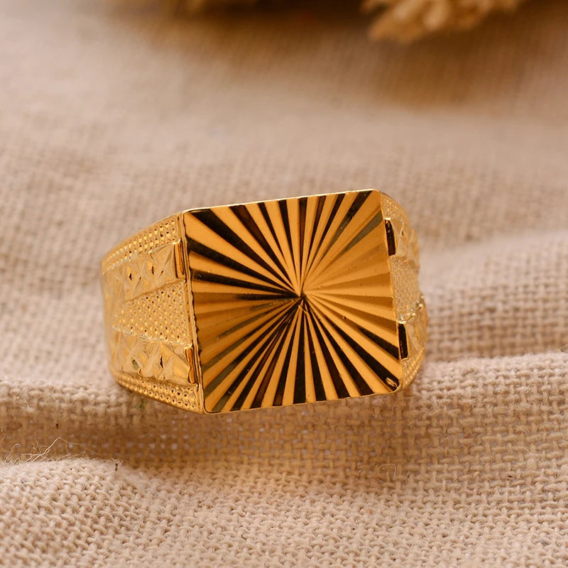 Dubai Gold Color Ring for Man Women  Arab Ring Copper Jewelry Middle Eastern Israel/Iraq/Oman Ring Gift