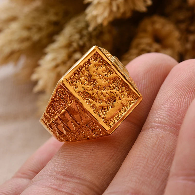 Dubai Gold Color Ring for Man Women  Arab Ring Copper Jewelry Middle Eastern Israel/Iraq/Oman Ring Gift