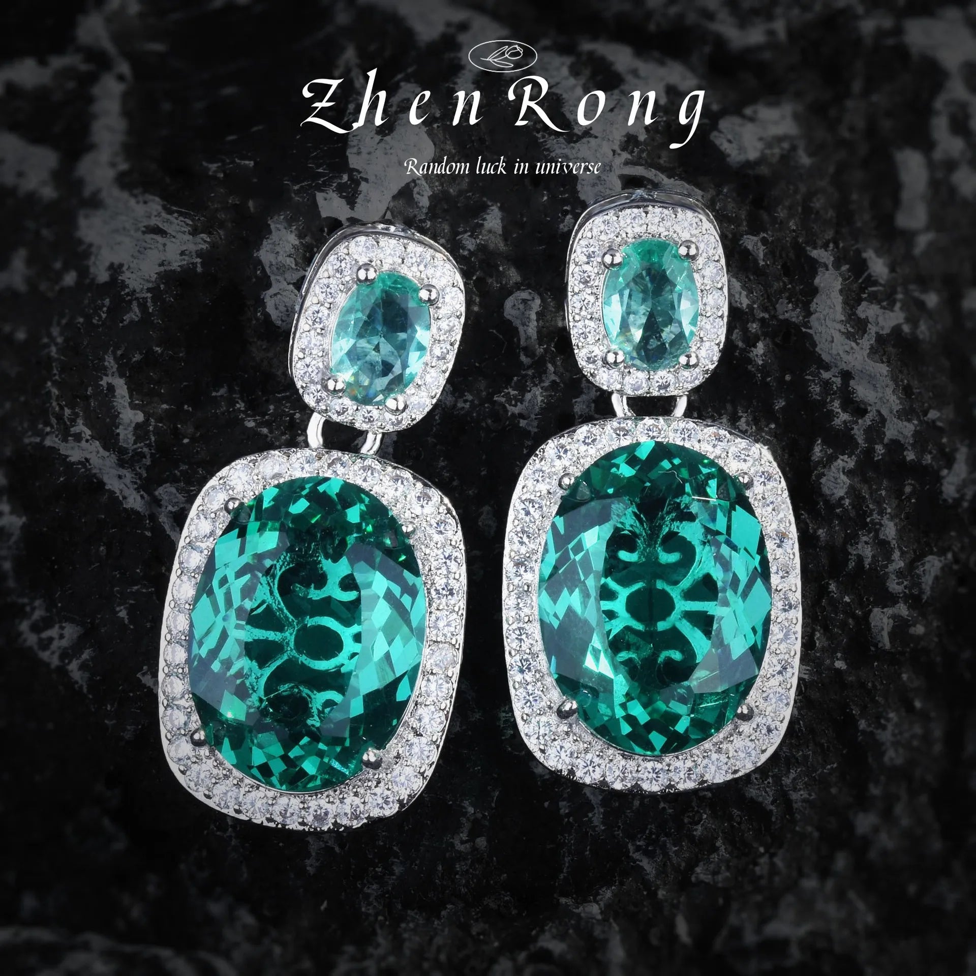 Women‘s Fashion 925 Silver Jewelry AAA CZ Emerald Pendant Necklace Ring Earring Female Vintage Elegant Wedding Party Jewelry Set