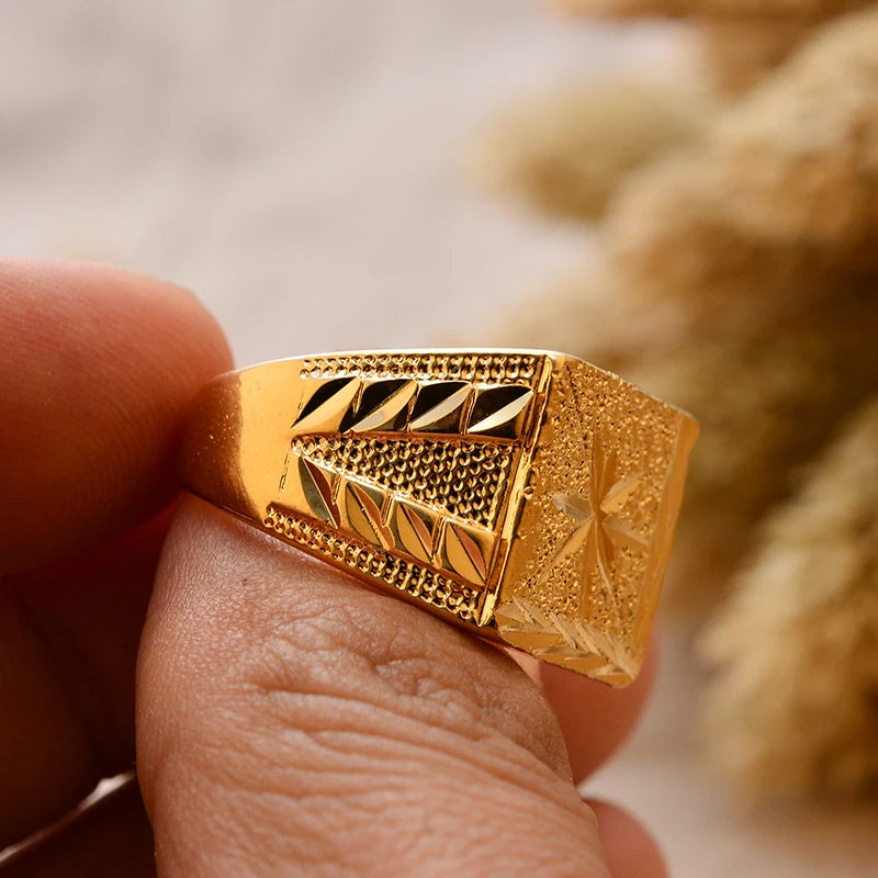 Dubai Gold Color Ring for Man Women  Arab Ring Copper Jewelry Middle Eastern Israel/Iraq/Oman Ring Gift
