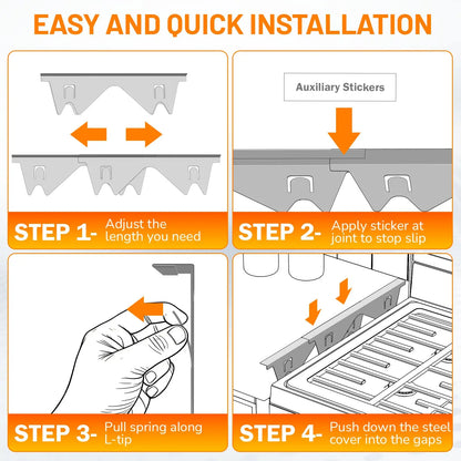 Stainless Steel Stove Gap Cover – Adjustable 35–70 cm