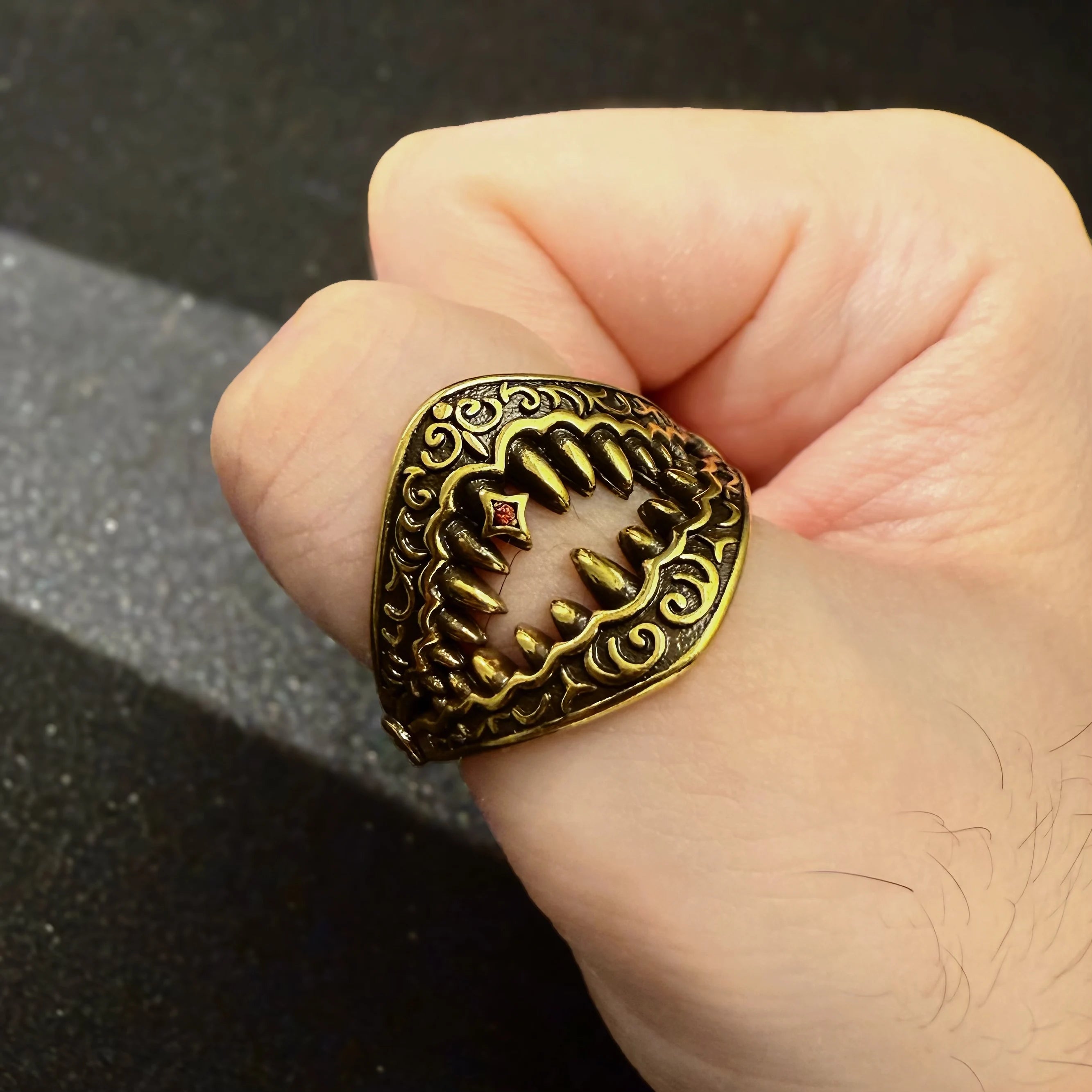 Retro Gold Color The Meg Adjustable Open Ring For Men Punk Gothic Edgy Hiphop Copper Jewelry Vintage Bikers Accessories Man Gift