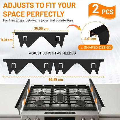 Stainless Steel Stove Gap Cover – Adjustable 35–70 cm