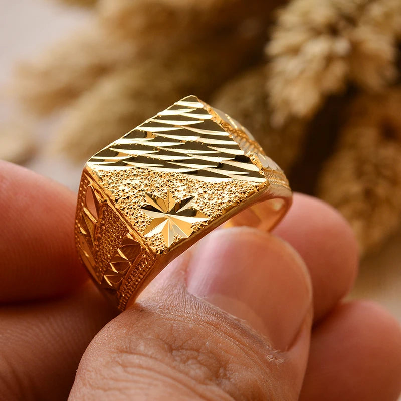 Dubai Gold Color Ring for Man Women  Arab Ring Copper Jewelry Middle Eastern Israel/Iraq/Oman Ring Gift