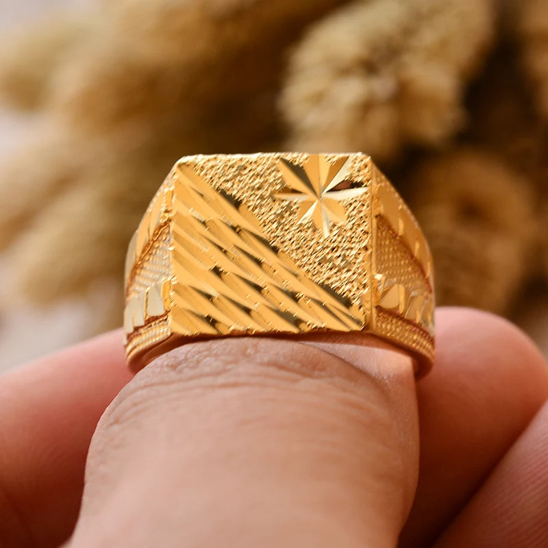 Dubai Gold Color Ring for Man Women  Arab Ring Copper Jewelry Middle Eastern Israel/Iraq/Oman Ring Gift