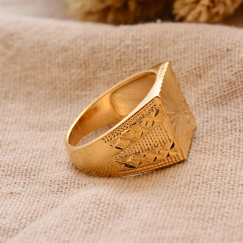 Dubai Gold Color Ring for Man Women  Arab Ring Copper Jewelry Middle Eastern Israel/Iraq/Oman Ring Gift