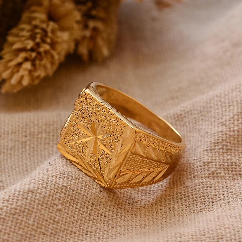 Dubai Gold Color Ring for Man Women  Arab Ring Copper Jewelry Middle Eastern Israel/Iraq/Oman Ring Gift