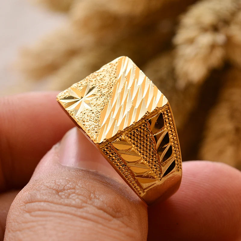 Dubai Gold Color Ring for Man Women  Arab Ring Copper Jewelry Middle Eastern Israel/Iraq/Oman Ring Gift