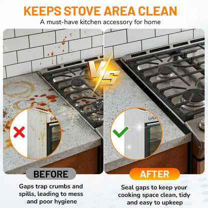 Stainless Steel Stove Gap Cover – Adjustable 35–70 cm