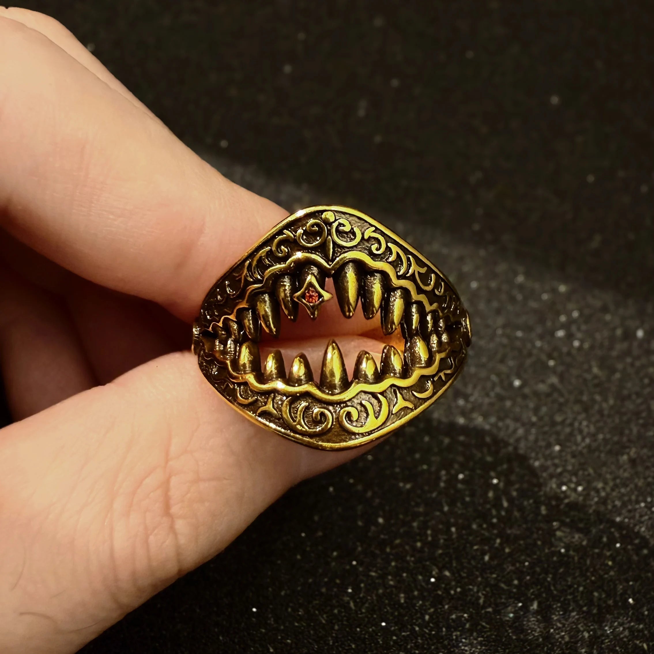 Retro Gold Color The Meg Adjustable Open Ring For Men Punk Gothic Edgy Hiphop Copper Jewelry Vintage Bikers Accessories Man Gift